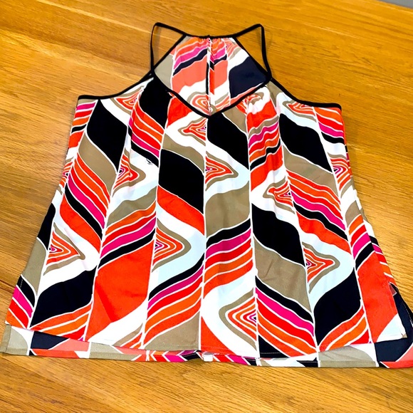 Trina Turk~M~Tank Top ModWave Silk Racerback Blouse Shirt ~Add Blazer - Picture 2 of 12